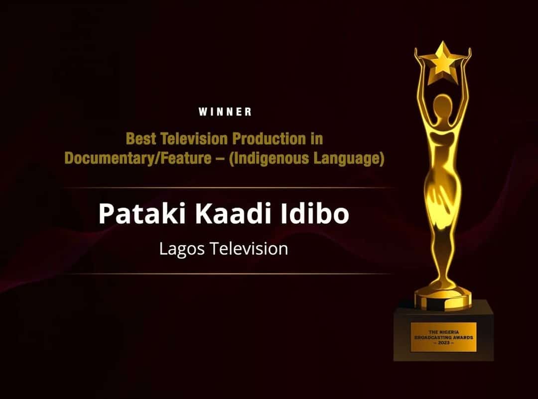LAGOS TELEVISION WINS BEST INDIGENOUS DOCUMENTARY/FEATURE AWARD

Read more: lagosstate.gov.ng/blog/2023/05/1…

<a href="/jidesanwoolu/">Babajide Sanwo-Olu</a> <a href="/drobafemihamzat/">Obafemi Hamzat</a> <a href="/lagostelevision/">LTV</a> <a href="/gbenga_omo/">Gbenga Omotoso</a> <a href="/gboyegaakosile/">Gboyega Akosile</a> <a href="/TNBAwards/">TNBA</a> <a href="/hmokunola_/">Hakeem Muri-Okunola</a> <a href="/fjaji/">Folashade S. Jaji</a> <a href="/Mr_JAGs/">Jubril A. Gawat</a> 
#LASG 
#AGreaterLagosRising 
#ForAGreaterLagos