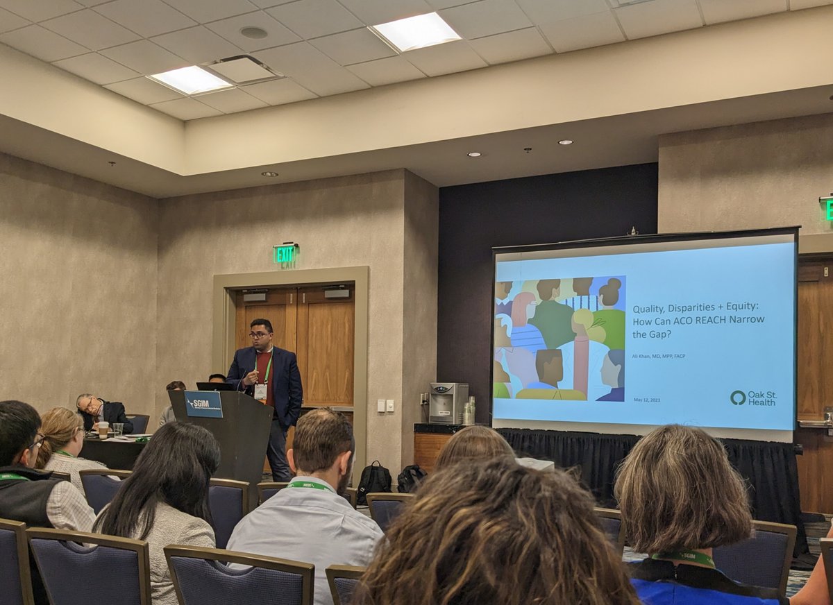 OakStreetHealth's tweet image. Last week, our Chief Medical Officer Dr. Ali Khan took the stage at the @SocietyGIM 2023 Annual Meeting to discuss #ValueBasedCare, #DirectContracting, and #ACOREACH. He took a deep dive into how value-based models enable providers to give the best care possible.
