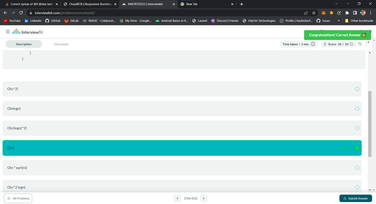 DebamritaP's tweet photo. Hello All,
I have completed #Day019 of #365DaysofCode Challenge with
@scaler_official
Today I solved the question- AMORTIZED2
discord community link : https://t.co/sUzvB4HkmU #scalerdiscord #codewithscaler https://t.co/I6eiyY3PKt