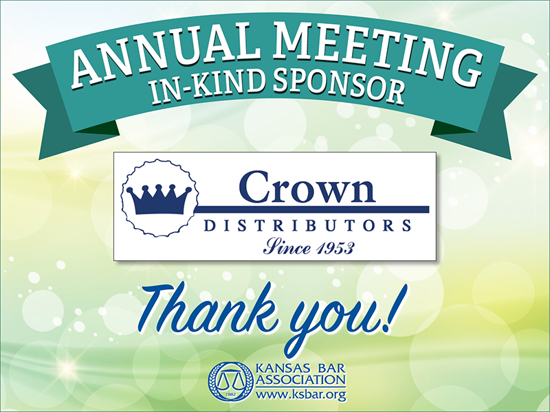 KansasBar's tweet photo. We're sending a big thank you to Crown Distributors, @CrownDist, for their generous in-kind sponsorship of beverages for the 2023 KBA Annual Meeting Golf Tournament! https://t.co/DwGkC6KtTW https://t.co/Q256kr9R3T https://t.co/zmQfHgTU2s