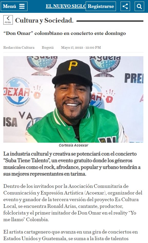 valaaguelaquesi's tweet photo. Gracias El Nuevo Siglo por difundir y promover los contenidos de la industria  cultural y creativa.
Seguimos de celebración
Concierto #SubaTieneTalento Domingo 21 mayo 2 PM  Junto a la alcaldía local
GRATIS !!!
https://t.co/1I8GLyN0HV https://t.co/UBnmotHnoZ