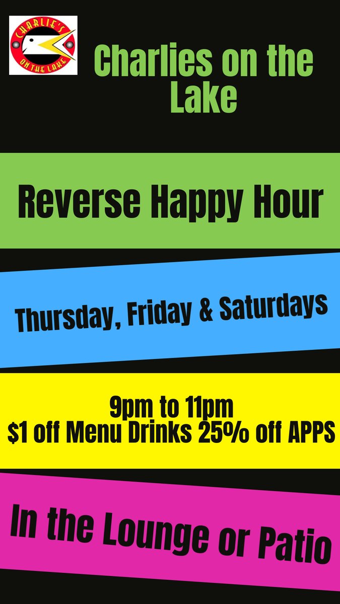 CharliesOmaha's tweet photo. Reverse Happy Hour every Thursday, Friday &amp; Saturday 9-11pm on our Patio or in our Bar area. 25% off select appetizers, $1 off all drinks and be sure to try one of our NEW summer drinks!

#wherestheduck #reversehappyhour #omahapatio #patiodrinks #cocktailsomaha #charliesomaha https://t.co/OVUujXlJw2
