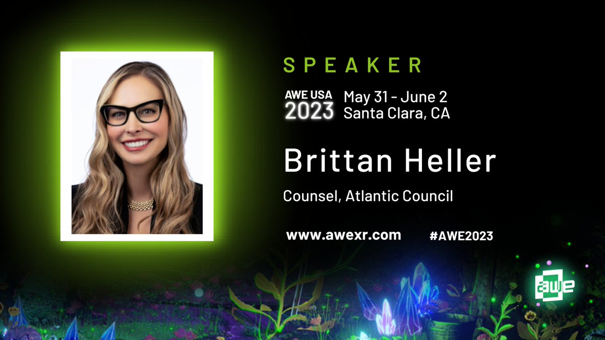 Catch @brittanheller at the AWE USA event, diving into 'Privacy and Data Protection Challenges in Extended Reality.' Join us on June 2 from 11:30 AM to 12:25 PM PST to gain insightful perspectives on the topic. 20% off bit.ly/awe-ticket #VWS2023 #VWS