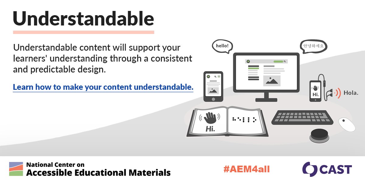 Do you know about the POUR principles for accessible content? Make your content understandable by ensuring a consistent structure and design in your materials. Learn more: ow.ly/TAr050OqCFR #GAAD #a11y #AEM4all @ED_Sped_Rehab @OfficeofEdTech