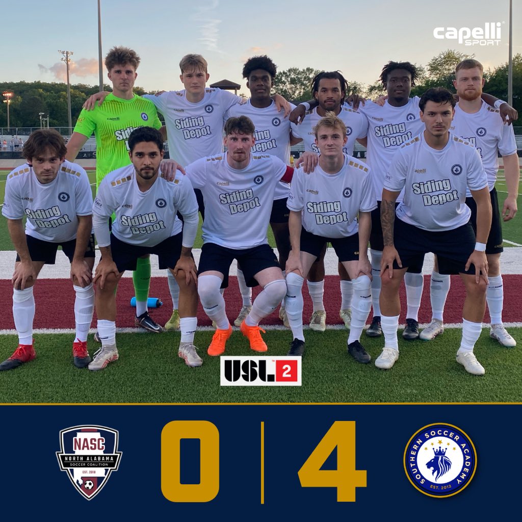 _ssasoccer's tweet photo. 𝗧𝗵𝗲 𝗞𝗶𝗻𝗴𝘀 𝗙𝗶𝗿𝘀𝘁 𝗢𝘂𝘁𝗶𝗻𝗴 👑😤

Congratulations to our USL2 Men’s Program starting their campaign with a strong 4-0 away victory over @northalabamasc. 

Goals from Milo, Gavin &amp; Segun (2) to start the season +3 👊⚽️

@uslleaguetwo 

#Pathway2Pro https://t.co/k6Y6YKn6rC
