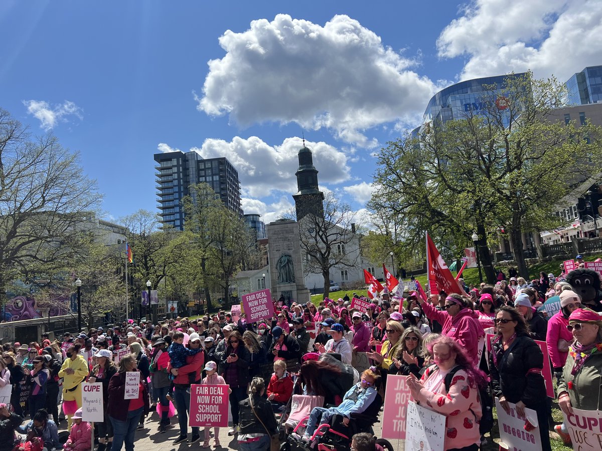 NSTeachersUnion's tweet photo. NSTU President @ryanlutes brought remarks of solidarity and support to the CUPE Local 5047 rally today. #nspoli @cupenovascotia https://t.co/I9ixJ9oTPM