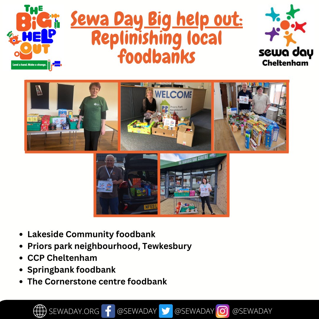 As part of the @TheBigHelpOut23 campaign, @sewaday at Cheltenham volunteers managed to collect 100s of food essentials - helping to replenish our local foodbanks during this hour of need. Our volunteers are committed to continue serving those in need🙏
#SewaDay