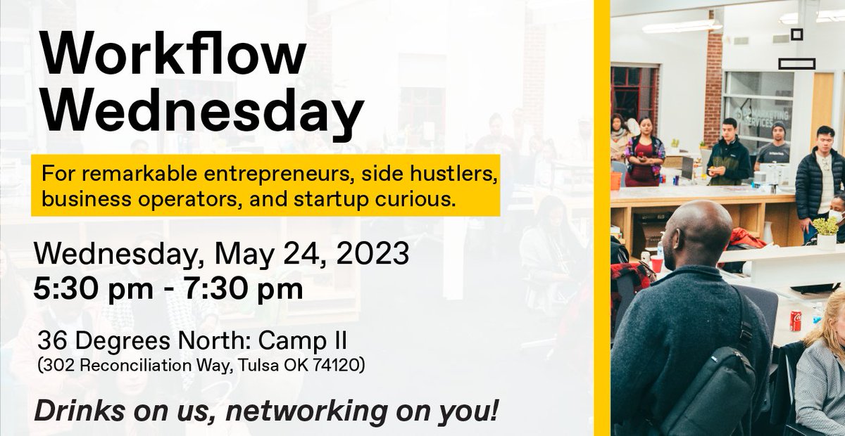 Lightship Foundation (@lightshipfound) on Twitter photo Network and Chill? 👀 🤝
Join Lightship on the 24th for Workflow Wednesday <a href="/36degrees/">Oliver Byford</a>!! 🤩
Come out for an evening of drinks & discussion with #Tulsa entrepreneurs, techies and the startup curious 🍸
RSVP Here 👉🏾 bit.ly/3BID5kU Network and Chill? 👀 🤝
Join Lightship on the 24th for Workflow Wednesday <a href="/36degrees/">Oliver Byford</a>!! 🤩
Come out for an evening of drinks & discussion with #Tulsa entrepreneurs, techies and the startup curious 🍸
RSVP Here 👉🏾 bit.ly/3BID5kU