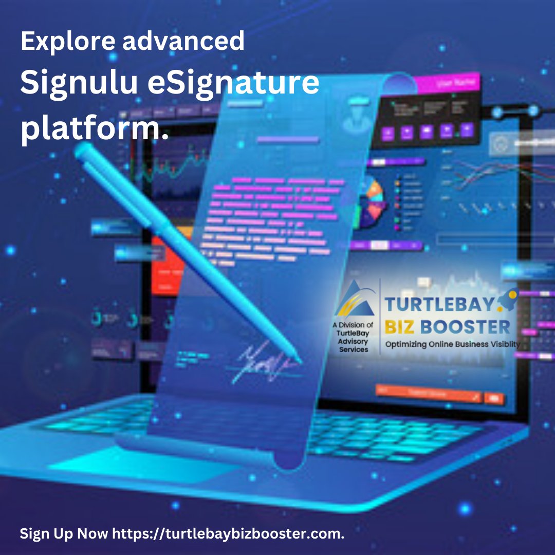 Say farewell to traditional signing and welcome to #Signulu #eSignature!  Give it a shot and experience Signulu's eSignature at a #reasonable #price ?'
Hurry and sign up TODAY!
Email us @https://sales@turtlebaybizbooster.com
T: 646-791-4511
#sales #future #email #productivity