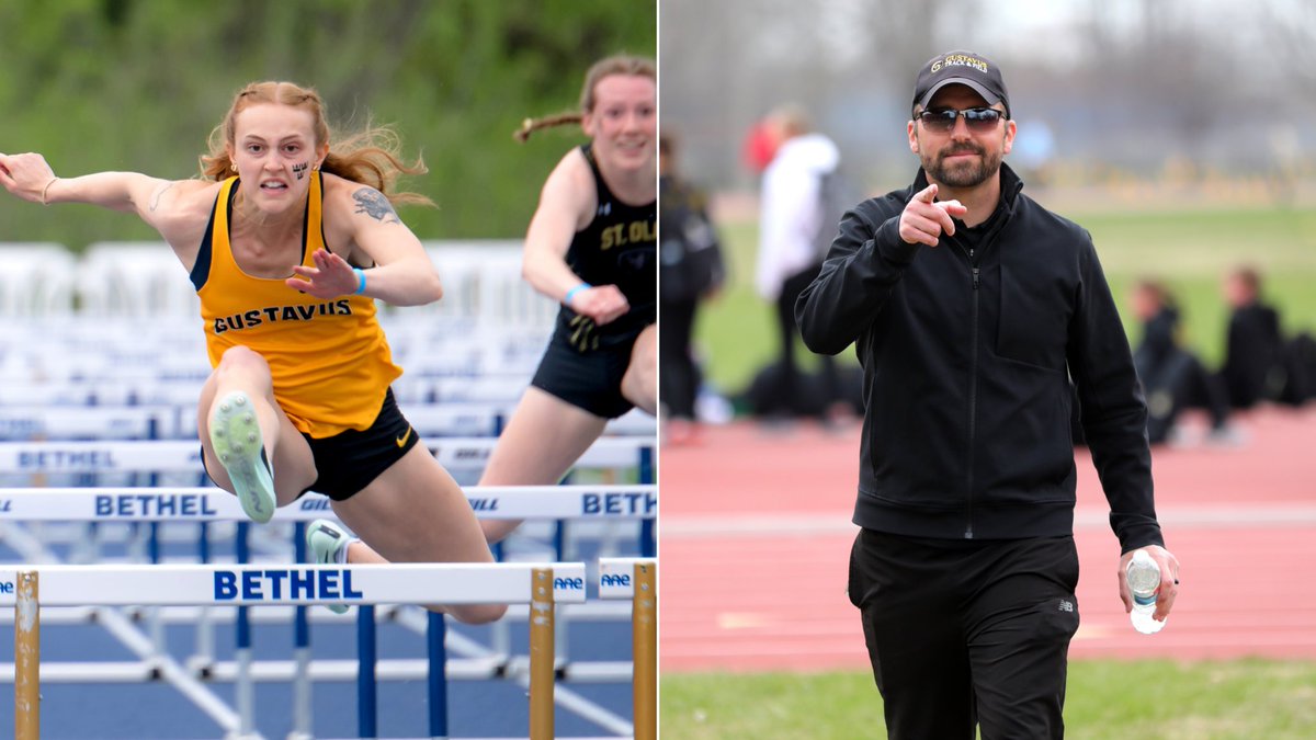 GustieAthletics's tweet photo. For the second-straight year, Birgen Nelson was named MIAC Outdoor Track Athlete of the Year, while Aaron Lund earned his second consecutive Coach of the Year Award.

Release: https://t.co/aH1BhRm3LQ

#GoGusties | #d3tf https://t.co/0CnwYWQpsS