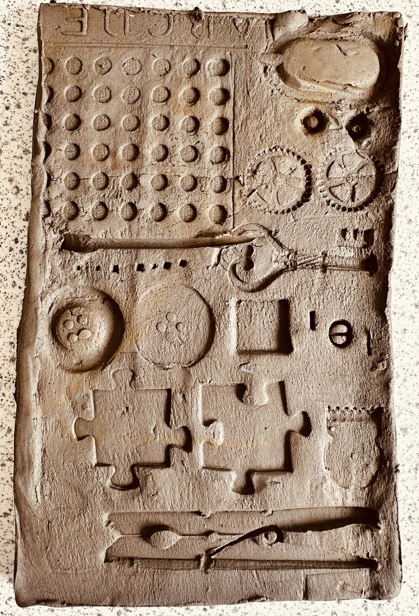 art_dtc's tweet photo. Loved walking into Yr8 Group 4’s lesson and seeing these fossils of the future being made with Miss Jagger. Students have been recording modern day life by pressing objects into clay and exploring different textures and surface. (Inspired by Gomersal primary school) @DixonsTC https://t.co/qk76dIwT31