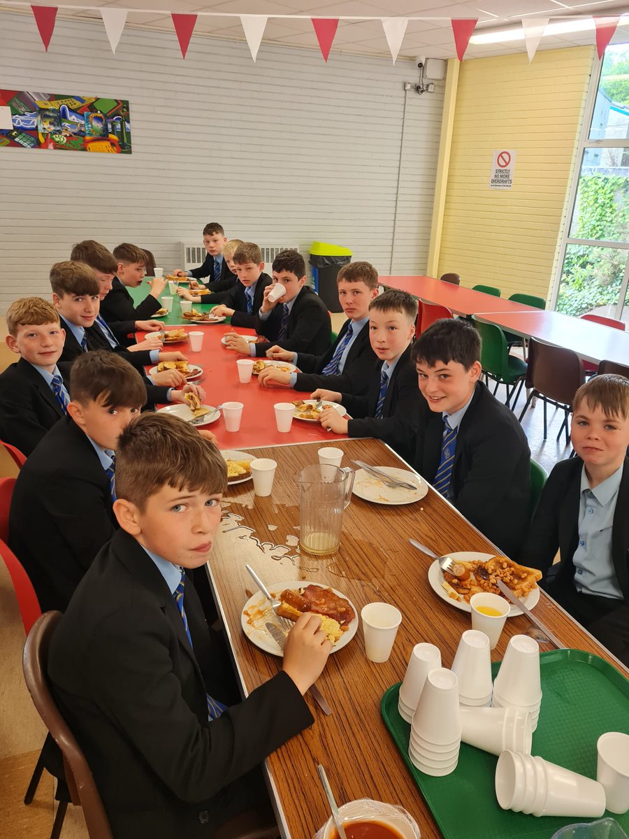 cbsomagh's tweet photo. Our D'Alton Shield Winners celebrated their success this morning with some encouraging words from Mr McConnell and a big breakfast provided by our brilliant canteen staff!!  🍳🥓 #ShieldWinners #FutureChamps https://t.co/l5HlGLBuTi