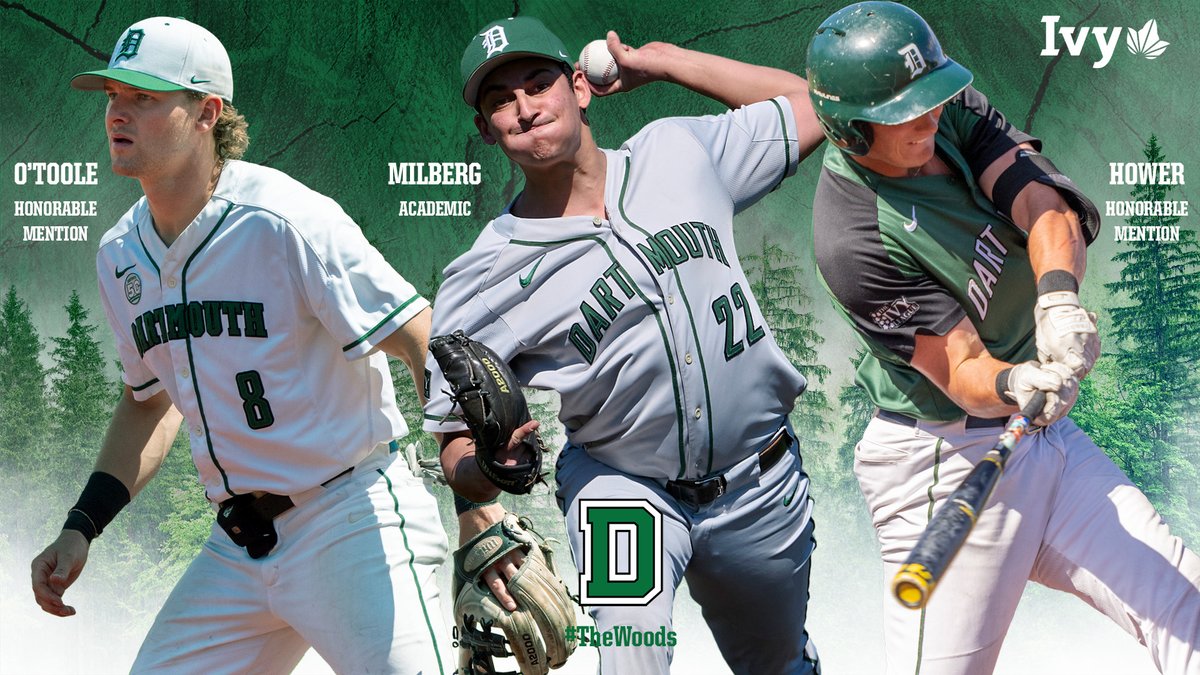 Dartmouth Baseball (@biggreenbsb) on Twitter photo Congratulations to our All-<a href="/IvyLeague/">Ivy League</a> honorees!
Honorable mention: Jackson Hower (OF), Peter O’Toole (2B)
Academic All-Ivy: Devin Milberg (P)
🔗: bit.ly/42P50vI
#GoBigGreen | #TheWoods Congratulations to our All-<a href="/IvyLeague/">Ivy League</a> honorees!
Honorable mention: Jackson Hower (OF), Peter O’Toole (2B)
Academic All-Ivy: Devin Milberg (P)
🔗: bit.ly/42P50vI
#GoBigGreen | #TheWoods