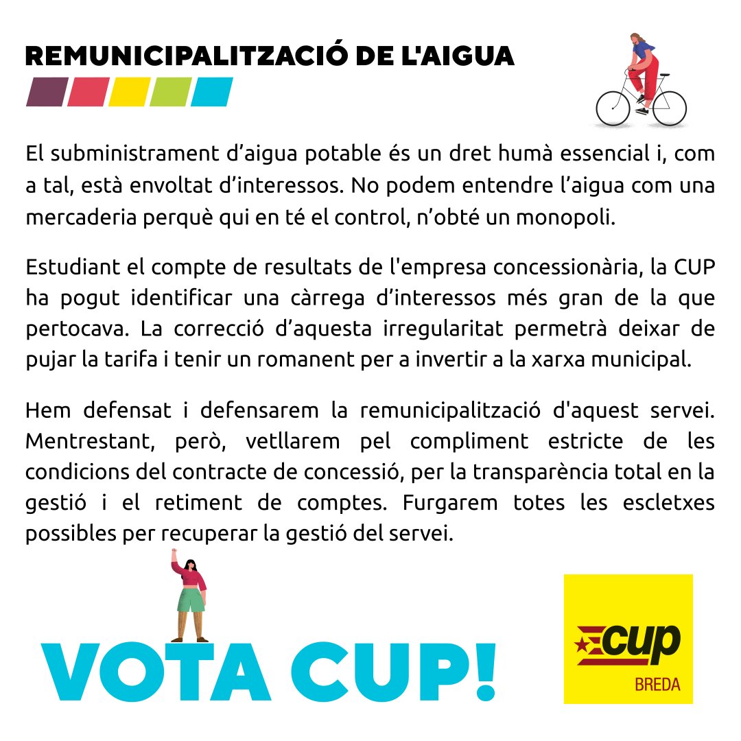Cup_Breda's tweet photo. Remunicipalització de l'aigua.
#votaCUP https://t.co/bCeb6nZzqH