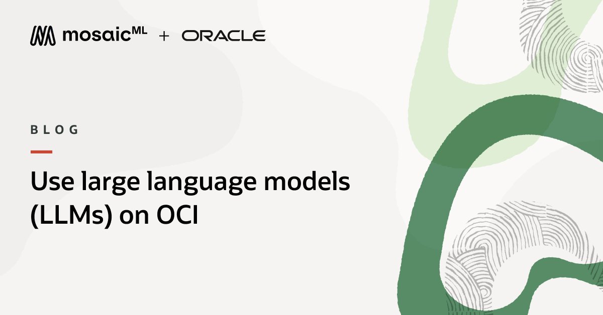 ShayneLibby's tweet image. OracleCloud: Looking to operationalize generative #AI? 👀 

We explain why the @MosaicML platform on #OCI is the best solution for you. social.ora.cl/6019OiFrP