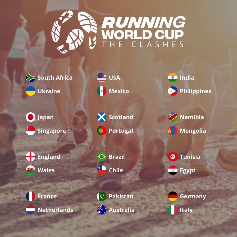 Exciting news! The Running World Cup Clashes are back and now free to enter. Don't miss your chance to earn valuable World Ranking points for September's main event. Lace up and run for your country! Download the latest app for more details. #RunningWorldCup #QualificationBattle