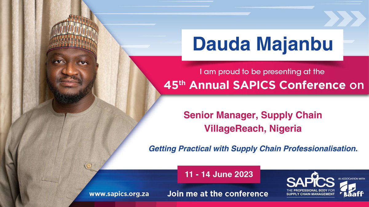 Attending #SAPICS2023? Check out our panel “Getting Practical with Supply Chain Professionalization” with VillageReach’s Rebecca Alban and Dauda Majanbu on June 13, from 8:30 - 9:20 SAST in Hall B. Learn more here bit.ly/3pIiCKz  @SAPICS01 #supplychainmanagement