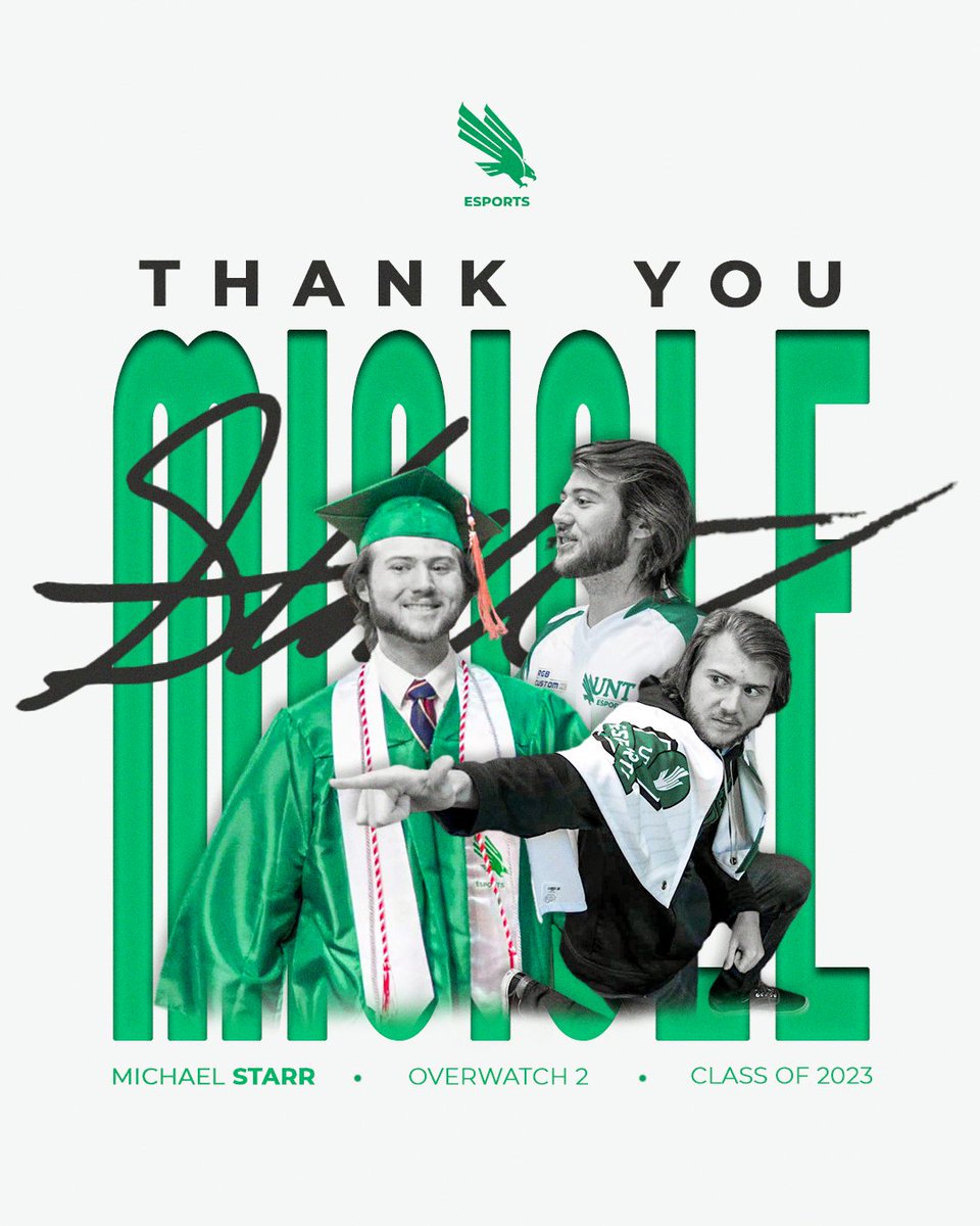 UNTEsports's tweet photo. Our ⭐️

From rejected to sub to captain, you were living proof of hard work does pay off and we'll miss the energy you brought every day 💚

Thank You Michael "Misicle" Starr!

#GMG 🦅 https://t.co/QAhIC1ndLo
