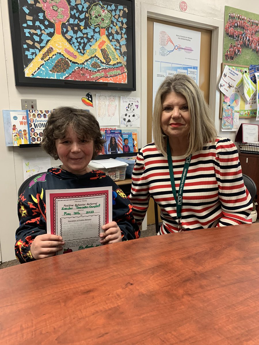 Celebrating Parma Park student, Zander for his positive Principal referral! We called mom to celebrate! Best part of the day! So proud of you Zander.