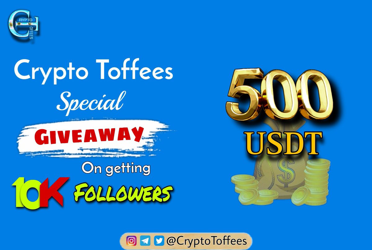 Let's get 10K on the board. 🚀

We are giving away $500 to one lucky user on getting 10K followers. To enter the giveaway, you need to; 👇

1️⃣ Follow @CryptoToffees
2️⃣ Like &amp; RT the Tweet 
3️⃣ Join t.me/CryptoToffees (optional)

Good luck, everyone 👍

#Crypto #USDT #Giveaway