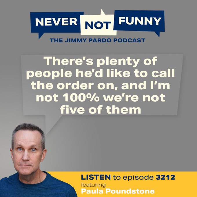 NeverNotFunny's tweet photo. She’s back! @paulapoundstone joins us on this week’s #NNF! Listen everywhere!

Have a look at the video you get with #NNFPlatinum!

https://t.co/SfJXvdJanV

Paula tells Jimmy and the gang about the night she couldn't think of an actor's name

Join now at https://t.co/F7fVBVF3YZ! https://t.co/EyCUFgHe1z