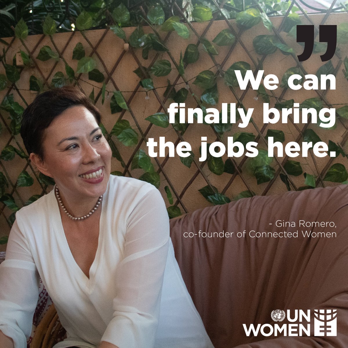 From growing up in the UK as the daughter of an overseas domestic worker to co-founding Connected Women, a technology company that provides women with remote work opportunities- Gina Romero's story is an inspiration 👉unwo.men/wfse50OqXke

#WERISETogether, supported by <a href="/dfat/">Department of Foreign Affairs and Trade 🇦🇺</a>