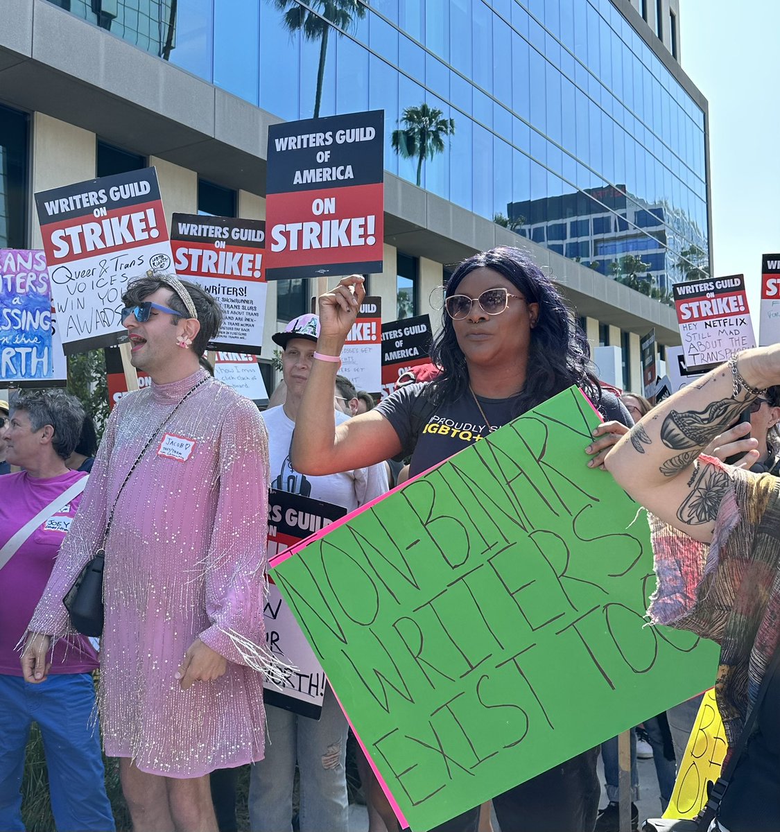 WGAWest's tweet photo. More pics from our #TransTakeover at Netflix today 🙌🏳️‍⚧️ https://t.co/lz9EGTcE94