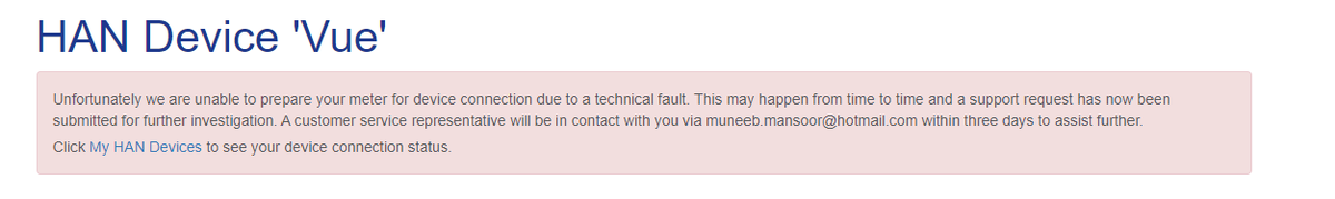 Muneebm_'s tweet photo. @CitiPower I've been trying to connect a HAN device for the past week and it keeps failing with this error but no one seems to respond from Powercor. Can you please assist? https://t.co/fDLiYF2Ff2