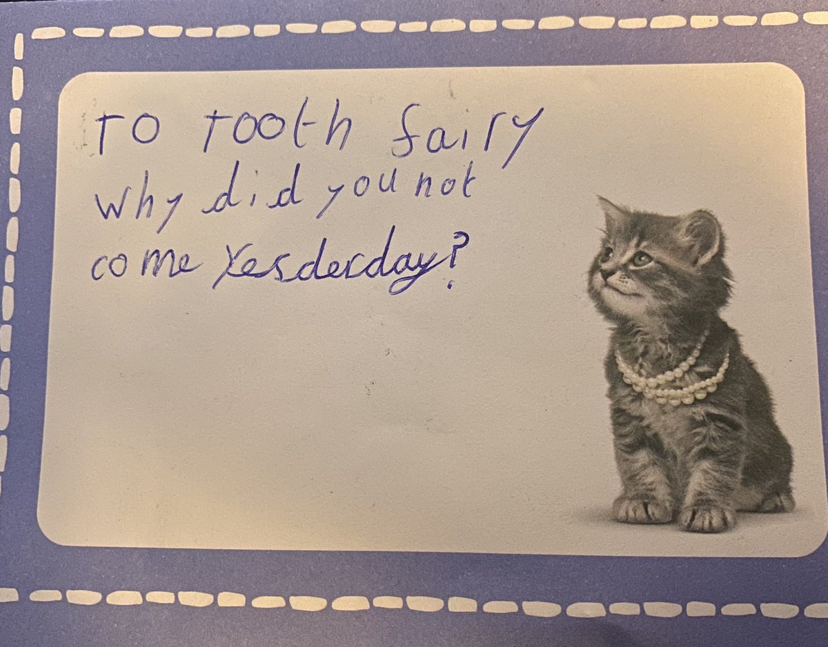 CuccuiJon's tweet photo. My youngest child lost a tooth. This is the message she left the tooth fairy… She’s going to be a demanding individual, I already feel sorry for whoever has to work for her in the future! https://t.co/csf8EFVZfV