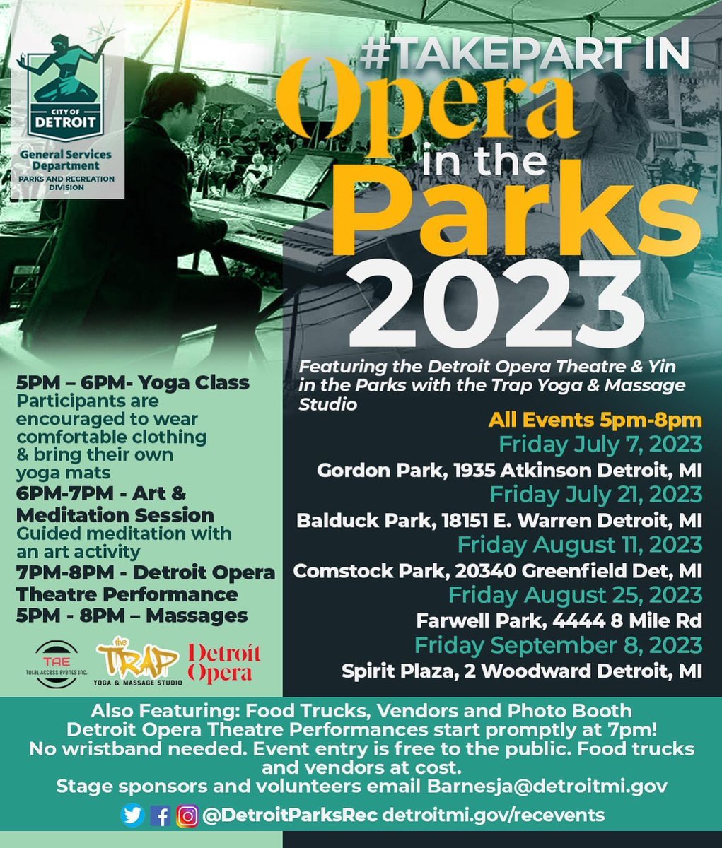 Detroit Parks & Recreation (@detroitparksrec) on Twitter photo #TakePart in Opera in the Parks 2023 featuring <a href="/detroitopera/">detroitopera</a> and <a href="/thetrapstudio/">JAMEL RANDALL</a> powered by @detroitparksrec and @totalaccessinc
#FunintheD 🎉🔥 #TakePart in Opera in the Parks 2023 featuring <a href="/detroitopera/">detroitopera</a> and <a href="/thetrapstudio/">JAMEL RANDALL</a> powered by @detroitparksrec and @totalaccessinc
#FunintheD 🎉🔥