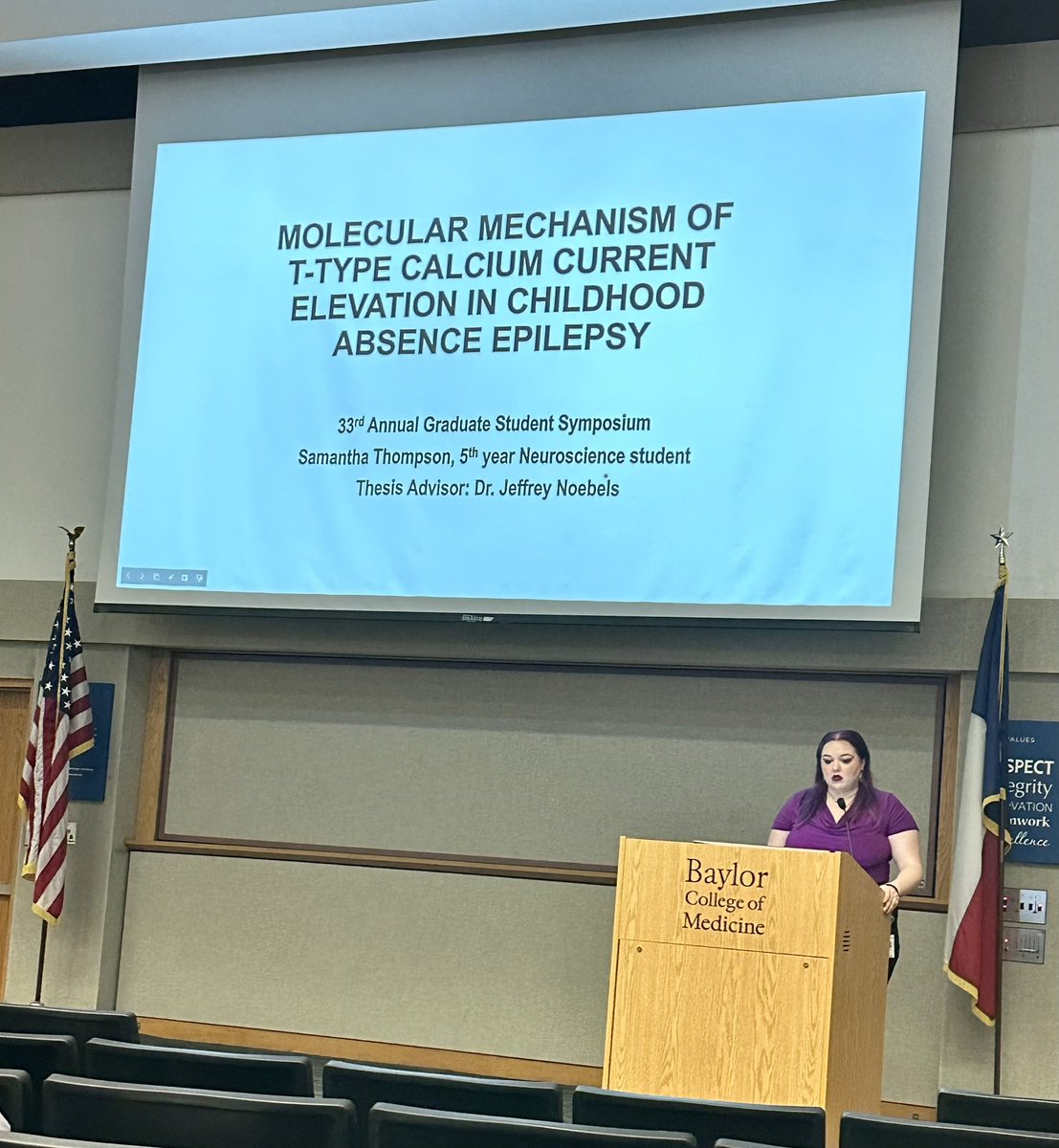SThompson787's tweet photo. So honored to be chosen by @bcm_neurosci to give the graduate school symposium student talk for the Neuroscience program this year! I get so anxious about public speaking I’m always just happy to make it through my talk, but very proud to place 3rd today! https://t.co/EqLitHssnK