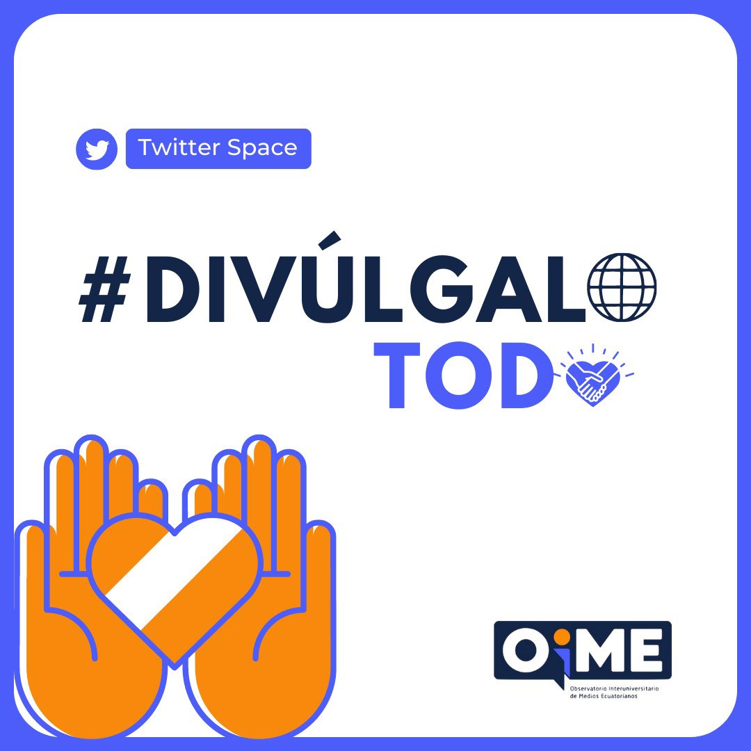 OimeEcuador's tweet photo. ¡Te presentamos el tema para el próximo #DivúlgaloTodo!

Reserva el miércoles 31 de Mayo a las 20h00 por #TwitterSpace. 

Activa tu recordatorio en https://t.co/ITjrGDlQbl

#LuchaContraLaDesinformación #DivulgaciónCientífica #Ecuador #periodismo #ciencia #tecnología https://t.co/XAkMIIAfJP