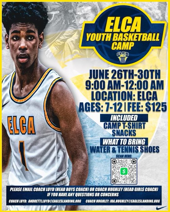 ELCA_Basketball's tweet image. ELCA Youth Basketball Camp‼️
June 26th-30th
Ages: 7-12

#StackGoodDays🧱⚡️