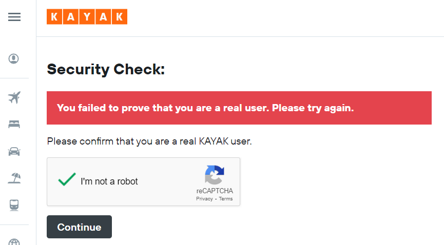 izmahoby's tweet photo. @KAYAK your anti-bot tool is out of control. https://t.co/XWyA9uUbi7