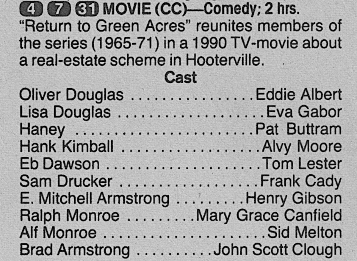 RetroNewsNow on Twitter "📺CBS Primetime, May 18, 1990 — ‘Return to Green Acres’"