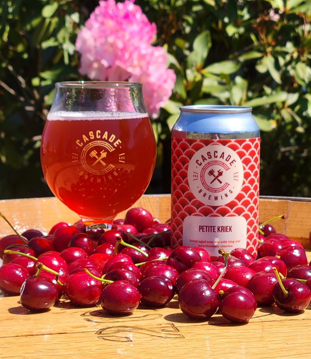 New Release! Petite Kriek features our sour golden ale aged in an oak foudre for 12 months with Oregon-grown Bing and Montmorency cherries. This blend showcases a delicate cherry aroma and flavor with the slightest hint of funk and a light ruby color.