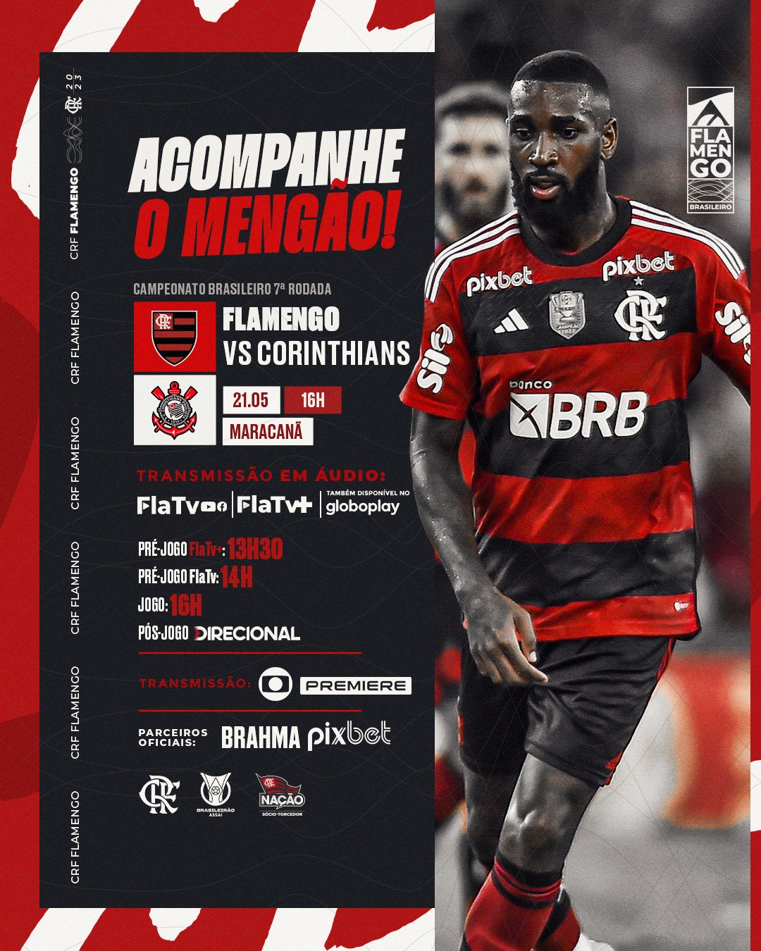 FLAMENGO X CORINTHIANS TRANSMISSÃO AO VIVO DIRETO DO MARACANÃ - CAMPEONATO  BRASILEIRO 2023 