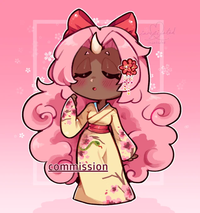 chibi commission for !! i love all the pink 