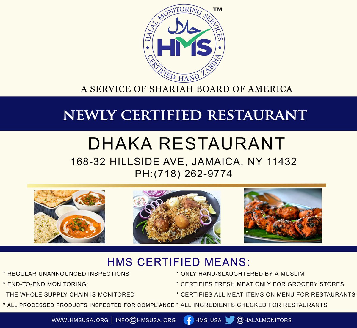 HalalMonitors's tweet photo. Newly Certified Restaurant: Dhaka Restaurant https://t.co/R1nBaI23TV