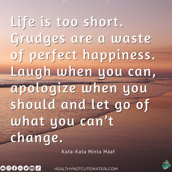 A grudge is a waste of perfect happiness. It's like holding a grudge against the rain for ruining your picnic—it's just not worth it. Let go of what you can't change and focus on the things in life that are truly worth your time.

#mentalhealthishealth #mentalhealthisimportant