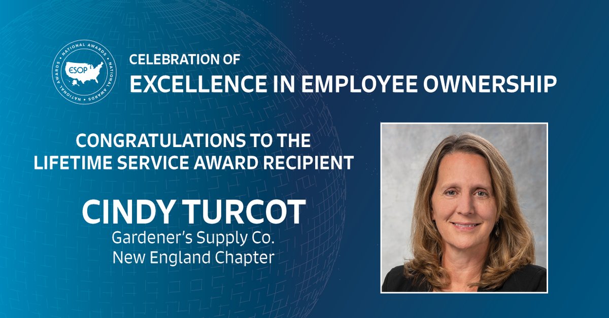 The <a href="/ESOPAssociation/">The ESOP Association</a> today awarded our highest honor, the Lifetime Service Award, to Cindy Turcot from <a href="/GardenersSupply/">Gardener's Supply</a>. Cindy, thank you for your many years of service to #ESOPs and #employeeownership! #TEANational23