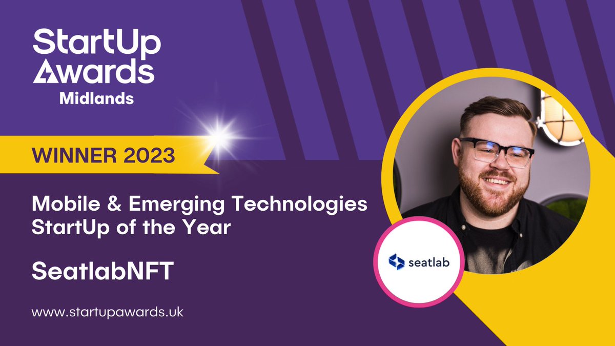 StartUpNational's tweet photo. Our best wishes and congratulations go out to SeatlabNFT who have just won Mobile and Emerging Technologies StartUp of the Year at the Midlands StartUp Awards 2023!🏆

Well done on this achievement team🌟

#SUA2023 #StartUpAwards #StartUpWinner https://t.co/6IKmH9sszN