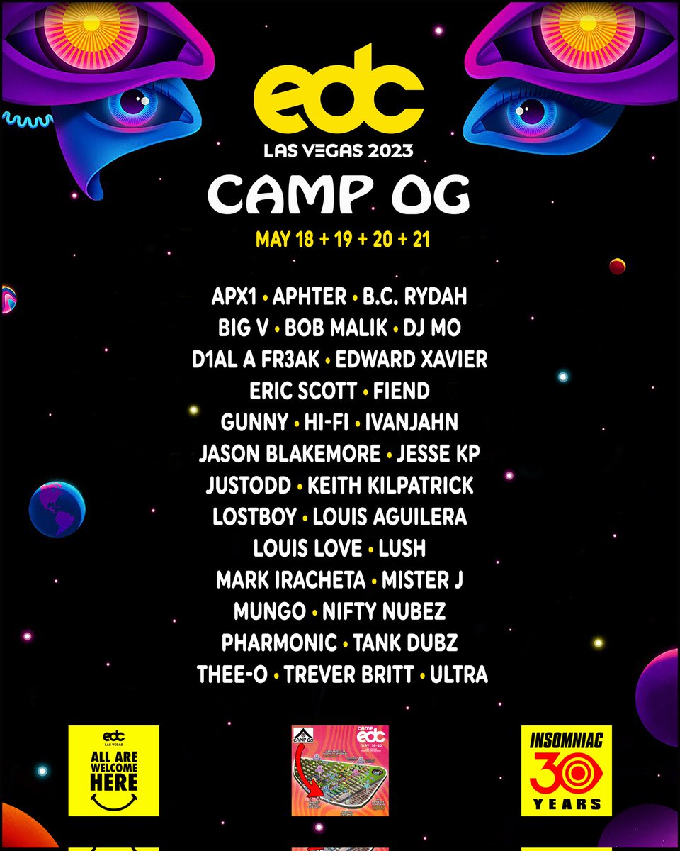 Edward__Xavier's tweet photo. EDC Las Vegas! Camp OG! I'll be droppin a set at 10pm for the Camp EDC pre party tonight. lessko!
#edclasvegas #campedc #insomniacevents #insomniacOGs #campog https://t.co/RPNFqOZ816