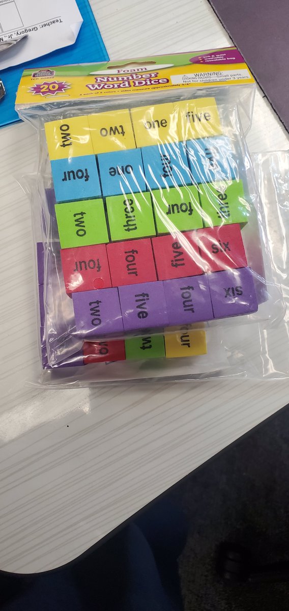 RoninTeacher's tweet photo. "One man's trash, is another man's treasure."  Free foam number dice turned into a math game afternoon.  #standanddeliver #weneedganas https://t.co/zEQR7XPzBy