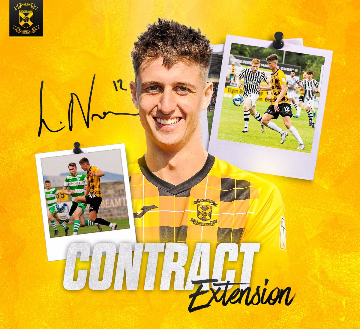 EastFifeFC's tweet photo. 🚨𝘾𝙊𝙉𝙏𝙍𝘼𝘾𝙏 𝙀𝙓𝙏𝙀𝙉𝙎𝙄𝙊𝙉🚨

We're delighted to announce that Liam Newton has extended his stay at the club for an additional year

Liam was promoted from our under 20s set up for the 2020/21 season &amp; is now fast approaching 100 appearances

👤91 Appearances
⚽️3 Goals https://t.co/hw2AQ1Kiar