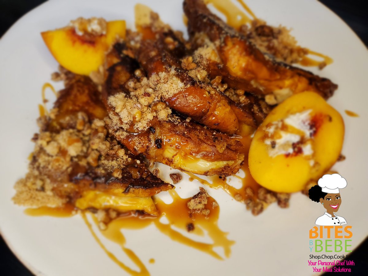 bitesbybebe's tweet photo. You need my stuffed peach cobbler French Toast in ya life @tylerthecreator ! #BitesByBebe #PrettyKitchen #PeachFuzz https://t.co/0g3khQyfu4