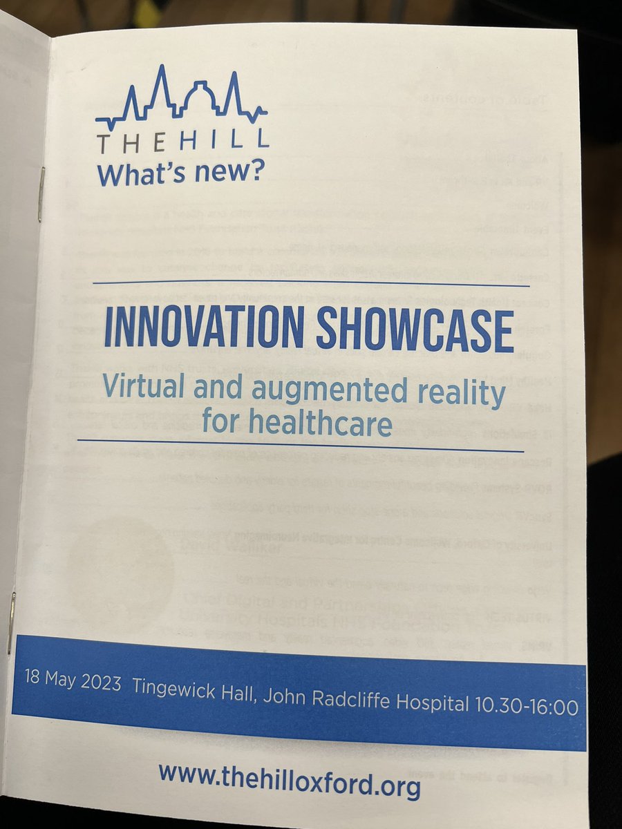 mercerphysio's tweet photo. Fascinating afternoon at the innovation showcase, getting a greater understanding of how virtual and augmented reality can be integrated into clinical practice. Thank you @OUHospitals for hosting. 

#VR #AR #physiotherapy 
@oxfordhealthAHP https://t.co/RxNNophjKK