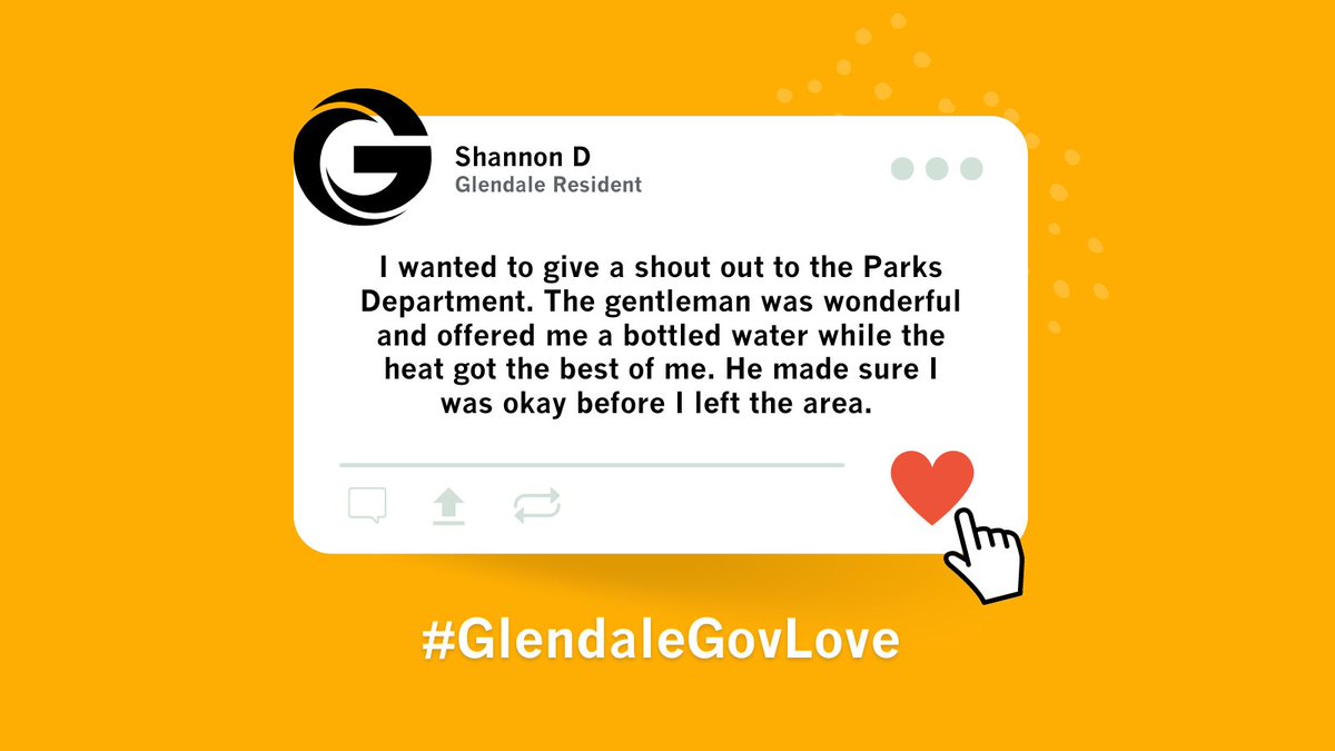 Glendale Parks & Recreation provided a helping hand in the desert heat. Thanks for the shoutout, Shannon!

Share your story using #GlendaleGovLove to be featured.