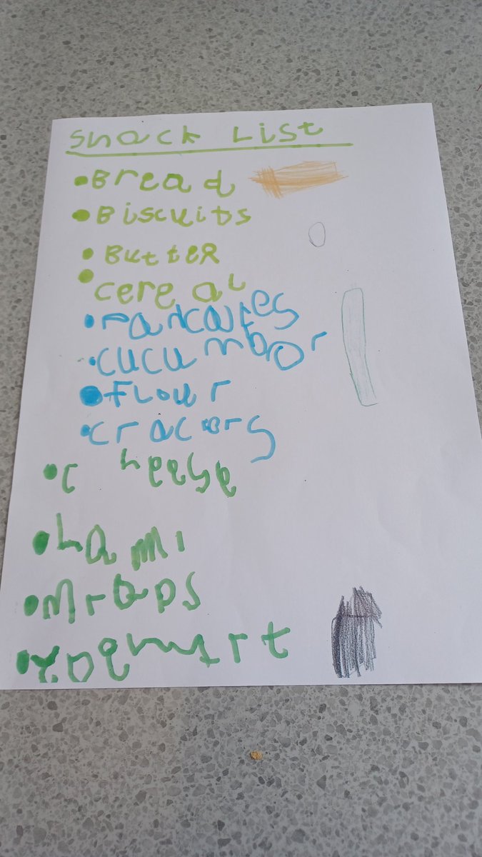Fantastic letter formation work on nursery this week. The children wrote our ' essential snack list' for our snack area ♥️ brilliant work! #achieving #earlyyears #literacy #markmaking #letterformation