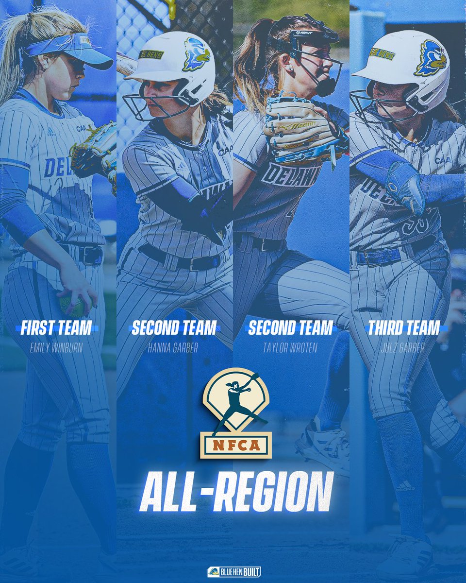 Back-to-back years with 4⃣ Hens earning NFCA All-Region honors! ⚡️ #BlueHenBuilt 📰: bit.ly/3pN6gk9